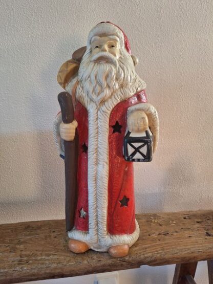 Vintage stenen kerstman waxinelichthouder - Afbeelding 5