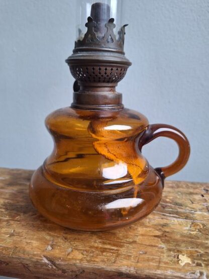 Vintage olielampje bruin glas - Afbeelding 2