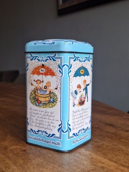 Vintage blauw blikje  Venz Vaassen