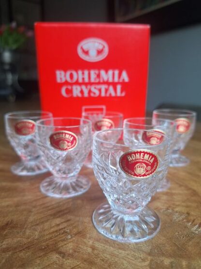 Vintage borrelglaasjes Bohemia Crystal